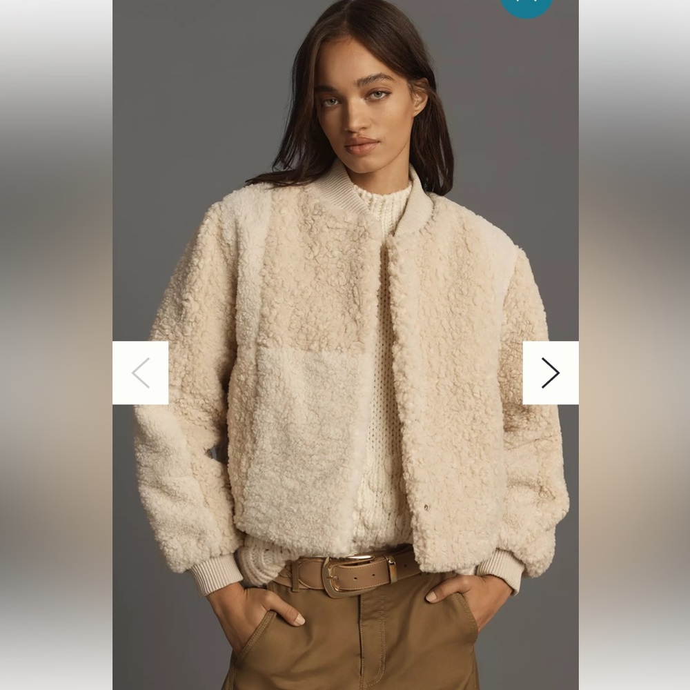 Anthropologie DH New York Sherpa-Fleece Bomber Jacket - Picture 1 of 16